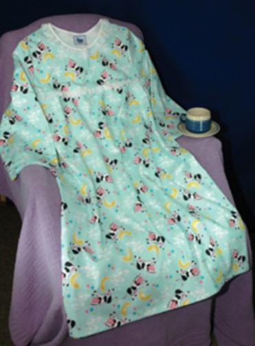 Flannel Gowns, long sleeve, with or without collar